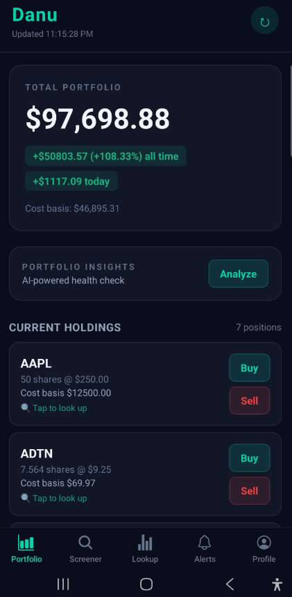 Portfolio tracking