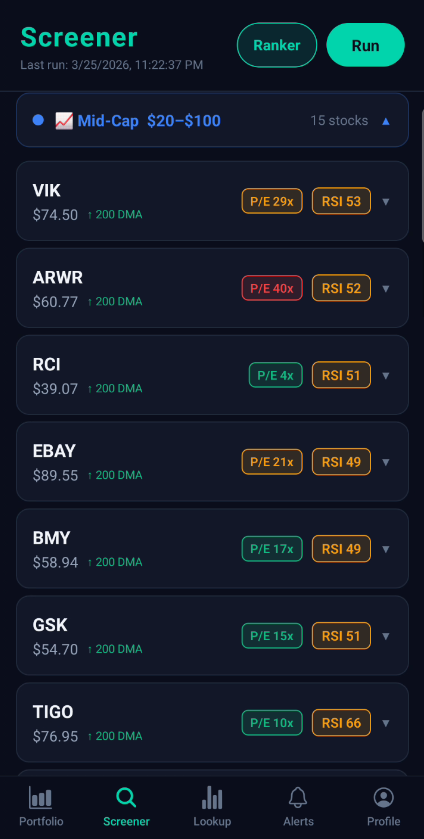 Stock screener